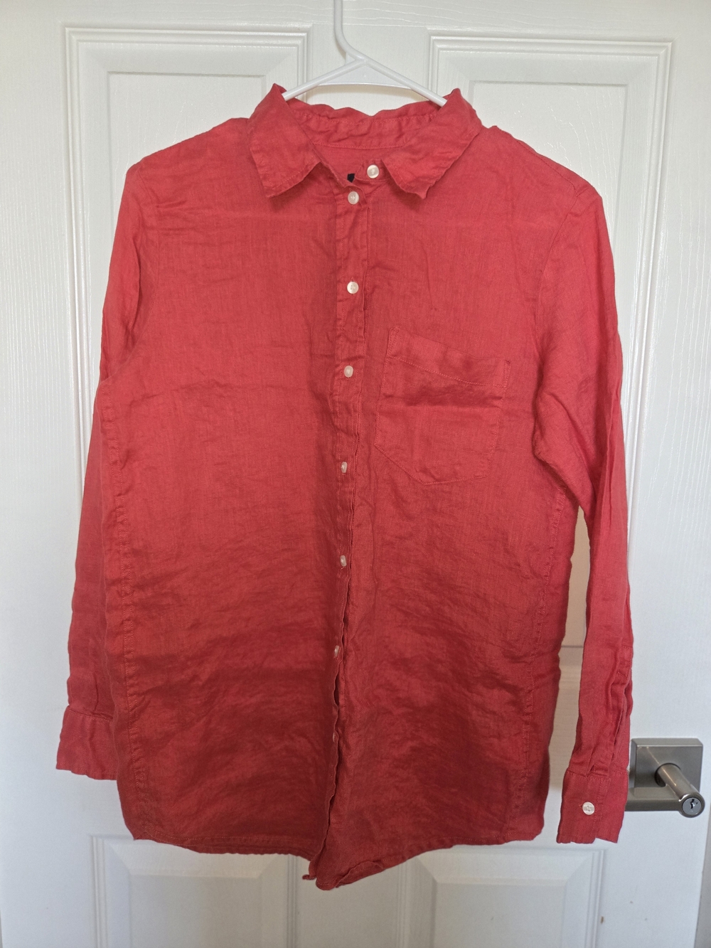 GAP Coral-Red 100% Linen Button-Down Shirt
